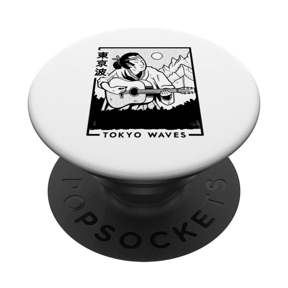 Samurai Playing Guitar Japanese Futurism Japan Art PopSockets Adhesive PopGrip