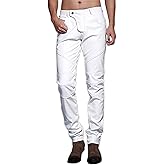 Idopy Men`s Slim Fit Party Performance Biker Faux Leather Jeans Pants