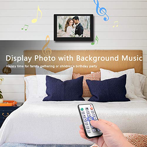 TENSWALL Digital Photo Frame, 10.1 inch Digital Picture Frame with Background Music, 1080P Video HD 1280x800 16:10 IPS Screen, Support 32GB USB Drives/SD Card, Remote Control -Black