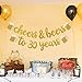Cheers & Beers to 30 Years Gold Glitter Banner for 30th Birthday Wedding Anniversary Party Decorations Pre Strung & Ready To Hang