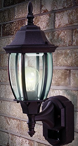 Heath Zenith HZ-4192-BK Six-Sided Die-Cast Aluminum Lantern, Black with Beveled Glass
