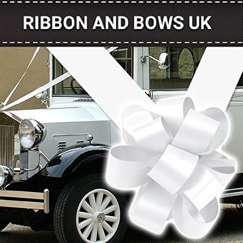 WEDDING CAR DECORATION WITH 3 LARGE BOWS AND 8M RIBBON (WHITE) Amazon