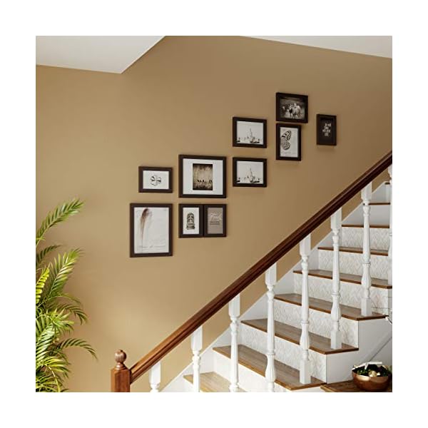 SONGMICS Bilderrahmen 10er Set, für 2 Fotos in 20 x 25 cm, 4 Fotos in 13 x 18 cm, 4 Fotos in 10 x 15 cm, Kunststoffscheibe, MDF, tintenschwarz RPF310H – Bild 4