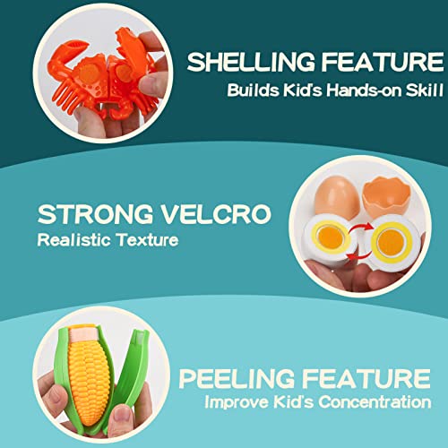 Kidsciety Pretend Play Food, 97pc Play Kitchen Accessories, Toy Food for Kids Kitchen, Fake Food for Toddlers, Cutting Food Toys Fruits Veggies, Pizza, Grocery Store Kitchen Toys, Learning & Education