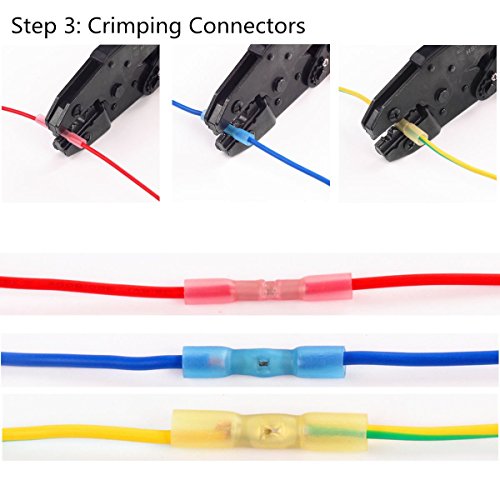 Fotag 180PCS 10-22 AWG Kit Insulated Heat Shrink Wire Crimp Butt Terminal Connectors Electrical Wire Waterproof Marine Automotive Grade Set Connector Assortment (80 Red 60 Blue 40Yellow)