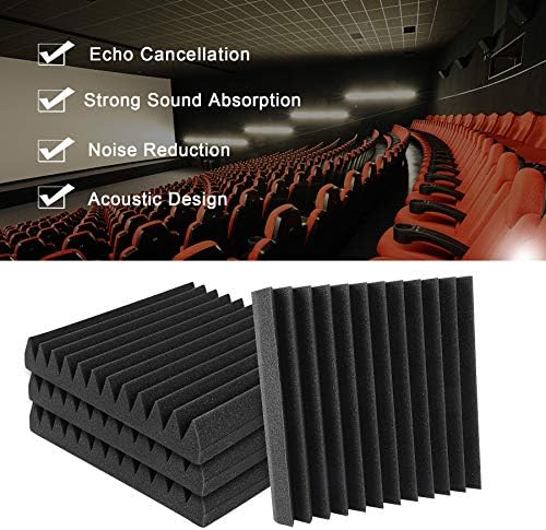 Sound-absorbing foam panels in wedge shapes to reduce sound waves, priced at $25.99.