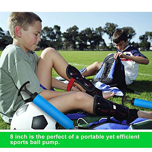 MINGRU Ball Pump for Basketball, Soccer, Volleyball, Rugby, Water Polo Ball & Other Inflatables Air Pump, Needles and Nozzles Included (3 Pack - Blue+Green+Orange, 8") - Thumbnail 3