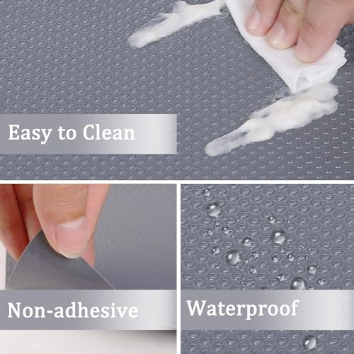Shelf Liner for Kitchen, 45x300cm Non-Adhesive Drawer Mats, Waterproof Strong Grip Oil-Proof Pantry Shelves Liners for Kitchen and Bedroom Large Shelves Cabinets (Grey Dot Pattern)