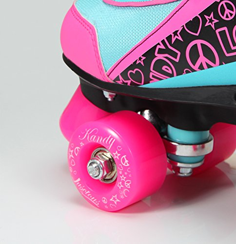 Kandy-Luscious Kid's Roller Skates - Comfortable Children's Skates with Fun Colors & Designs (Summer Days Teal and Pink) (Size 5)