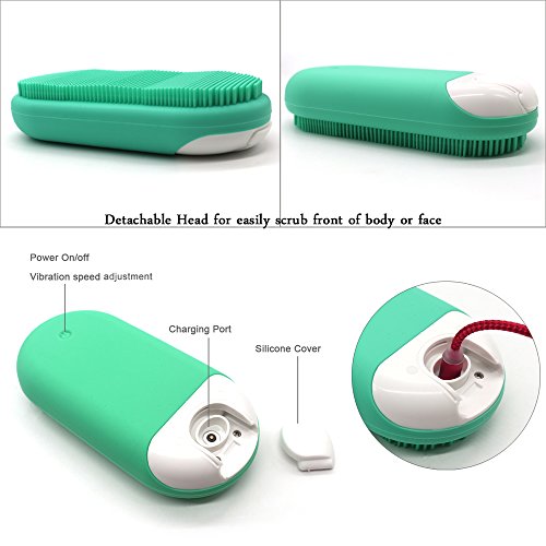 Waterproof Electric Facial & Body Cleansing Brush Kit with Soft Silicone Exfoliating Head and Handle, Scrub System for Face and Muscle Massage by INNERNEED