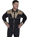 Scully Men's Floral Embroidered Western Shirt Gold X-Large