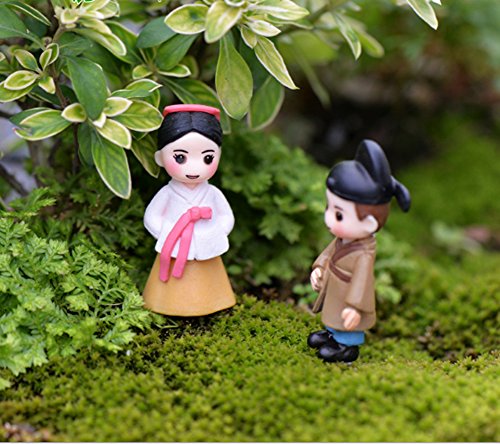 LU2000 Asian People Minifigures Small Size Micro Figurines Statue Korean Style [Autumn Series] for Micro Landscape Desk Home Decoration Little Statue Mini Sculptures Pack of 4 - Thumbnail 2