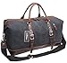 Iblue Unique Designed Handle Genuine Leather Trim Overnight Weekender Bag Canvas Shoulder Travel Duffel Gym Tote#B003