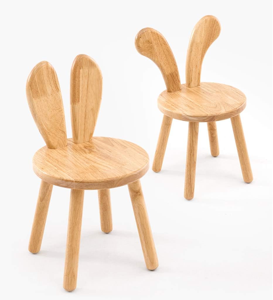 YULAN Small Bench Home Cartoon Small Wooden Bench Creative Baby Dining Chair Children Learning Chair Back Rabbit Ears Small Stool (Color : B)