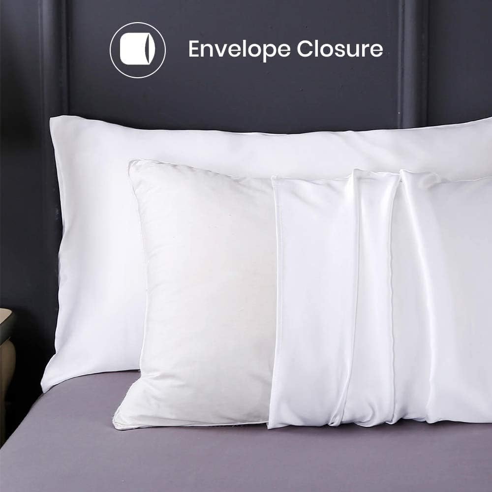 LILYSILK 100% Mulberry Silk Pillowcase 19MM Both Side Silk Hypoallergenic Breathable Housewife Pillow Cover with Envelope Closure for Hair and Skin(White,Standard 50x75cm) - Image 4