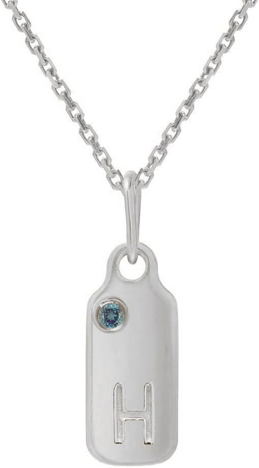 Mini Mini Jewels 14k Gold Alexandrite June Birthstone Accented Letter H Dog-tag Necklace Pendant