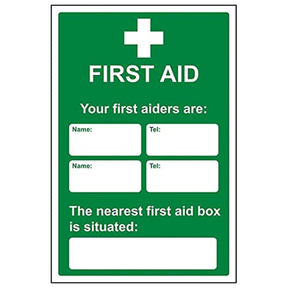 V Safety First Aid General - First Aid/First Aiders/Location - 200 x 300 mm Safety Sign — image 1