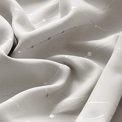 image for Deconovo Grommet Top Curtain Drapes Blackout Curtains Wave Line with D