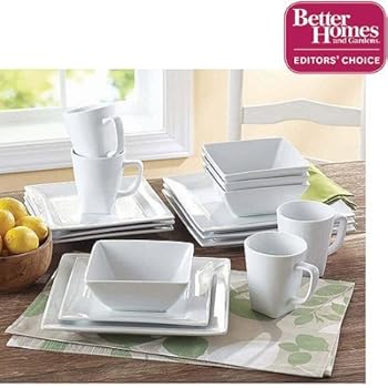 Better Homes and Gardens Square 16 Piece Porcelain Dinnerware Set