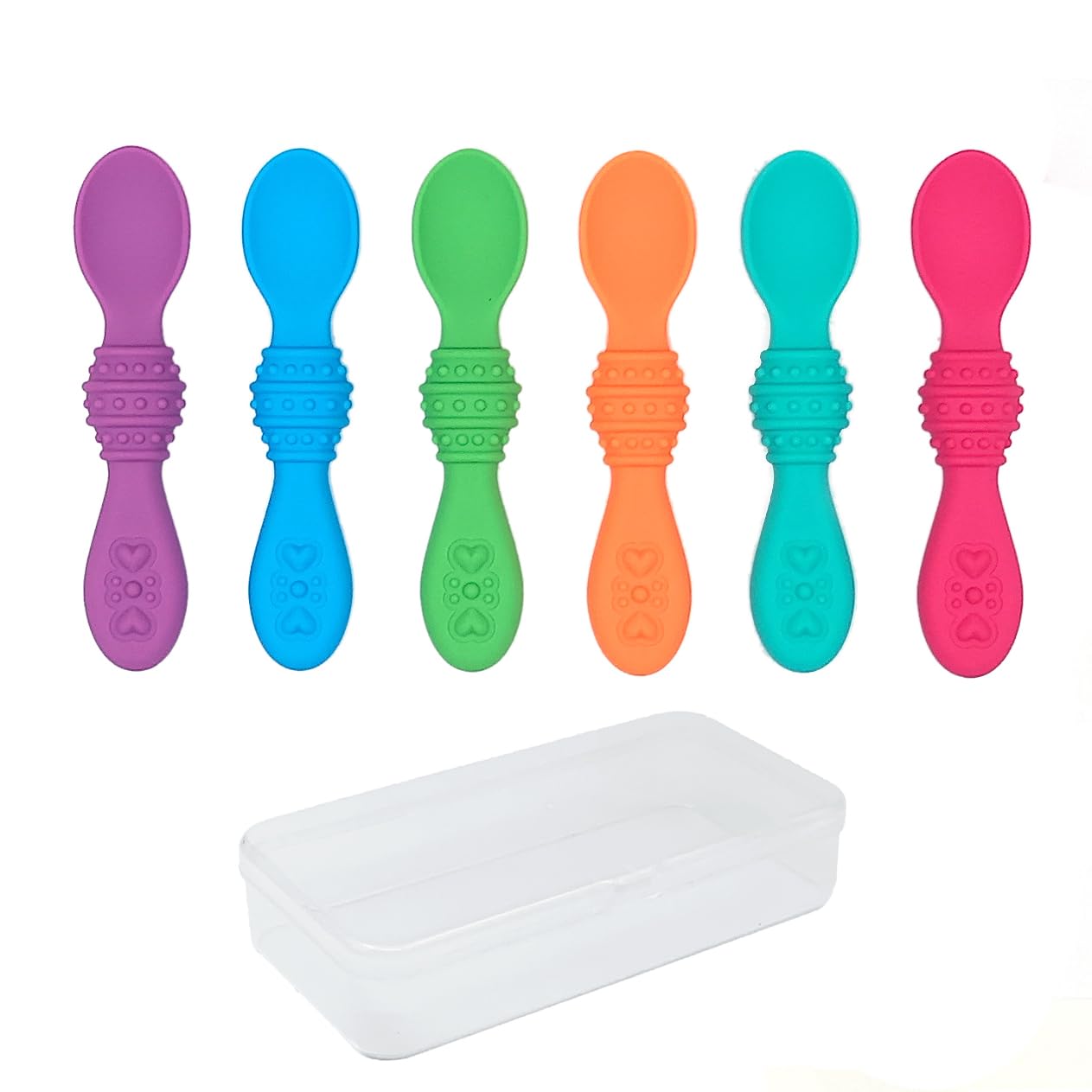 Photo 1 of Elk and Friends Silicone Baby Spoons | Travel Case Included | First Stage Infant Toddler Spoon | Baby Led Weaning Stage | Dishwasher Safe