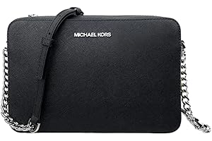 Michael Kors Women's Jet Set Item Crossbody Bag in Black with Silver hardware (Black/Silver)