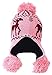 Simplicity Women's Winter Reindeer Knit Beanie w/ Earflap and Pom Balls, Pink
