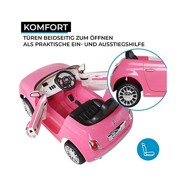 Actionbikes Motors Kinder Elektroauto FIAT 500 - Lizenziert - Mp3 - USB - SD - 2,4 Ghz Rc Fernbedienung - Not Stop… – Bild 4