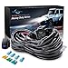 MICTUNING HD 14AWG 300w LED Light Bar Wiring Harness Fuse 40 Amp Relay ON-OFF Rocker Switch Blue(2Lead)