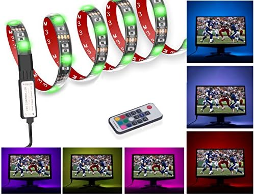 USB LED Strips Bias TV Backlight Multi-Color RGB LED Strip TV Light 100CM(3.28Ft) 30leds Strip Lighting Kit for Flat Screen TV LCD, Desktop Monitors