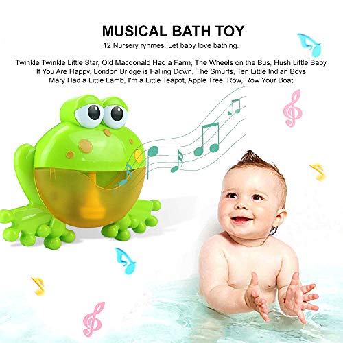 Eutuxia Musical Frog Bath Bubble Maker. Make Your Kids Enjoy Bath Time with Automatic Froggie Foam Blower. Great to use for Bath & Shower with Music.