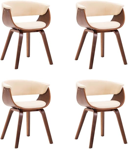 vidaXL 4X Esszimmerstuhl Stuhl Essstuhl Küchenstuhl Creme Bugholz und
