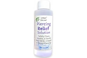Urban ReLeaf PIERCING RELIEF Solution ! Safely Clean, Soothe & Gently Calm New, Irritated and Bumpy Piercings. 100% Natural Sea Salt, Tea Tree, Rosemary