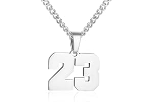 SUSOOK Number Necklace for Boy Silver Athletes Number Chain Stainless Steel Charm Pendant Personalized Sports Jewelry for Men Basketball Baseball Football
