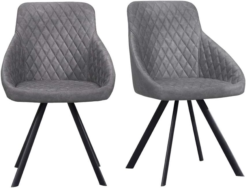 TUKAILAI 2pcs Grey Faux Leather Chairs Set Luxurious Reception