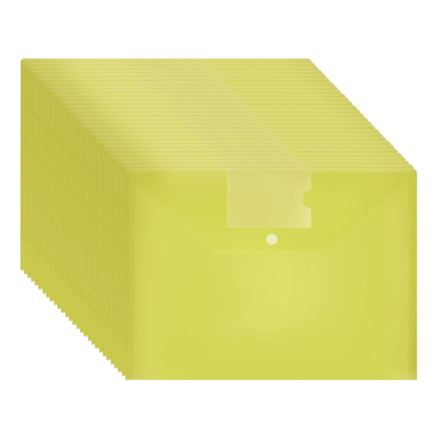 Plastic Wallets with Popper 30 Pack - A4 Plastic Folders Document Folders Envelope Wallets A4 Button (Yellow)