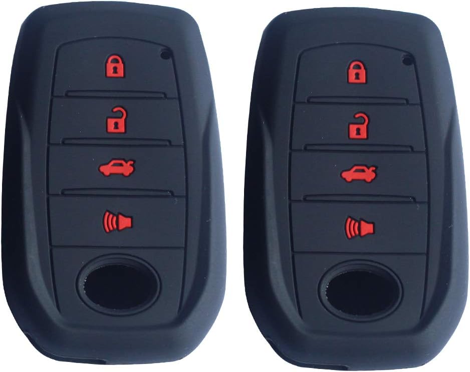 Car Remote Key Cover Fob Silicone Skin Case For Toyota Fortuner Rav4 Highlander Mark X Cover Smart Keys Outer Casing Shell Jacket Protector 4 Buttons 2 Pack