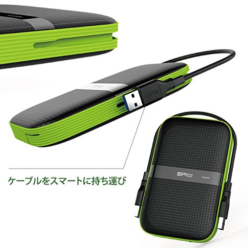 2TB Silicon Power Armor A60 Shockproof Portable Hard Drive - USB3.0 - Black/Green Edition