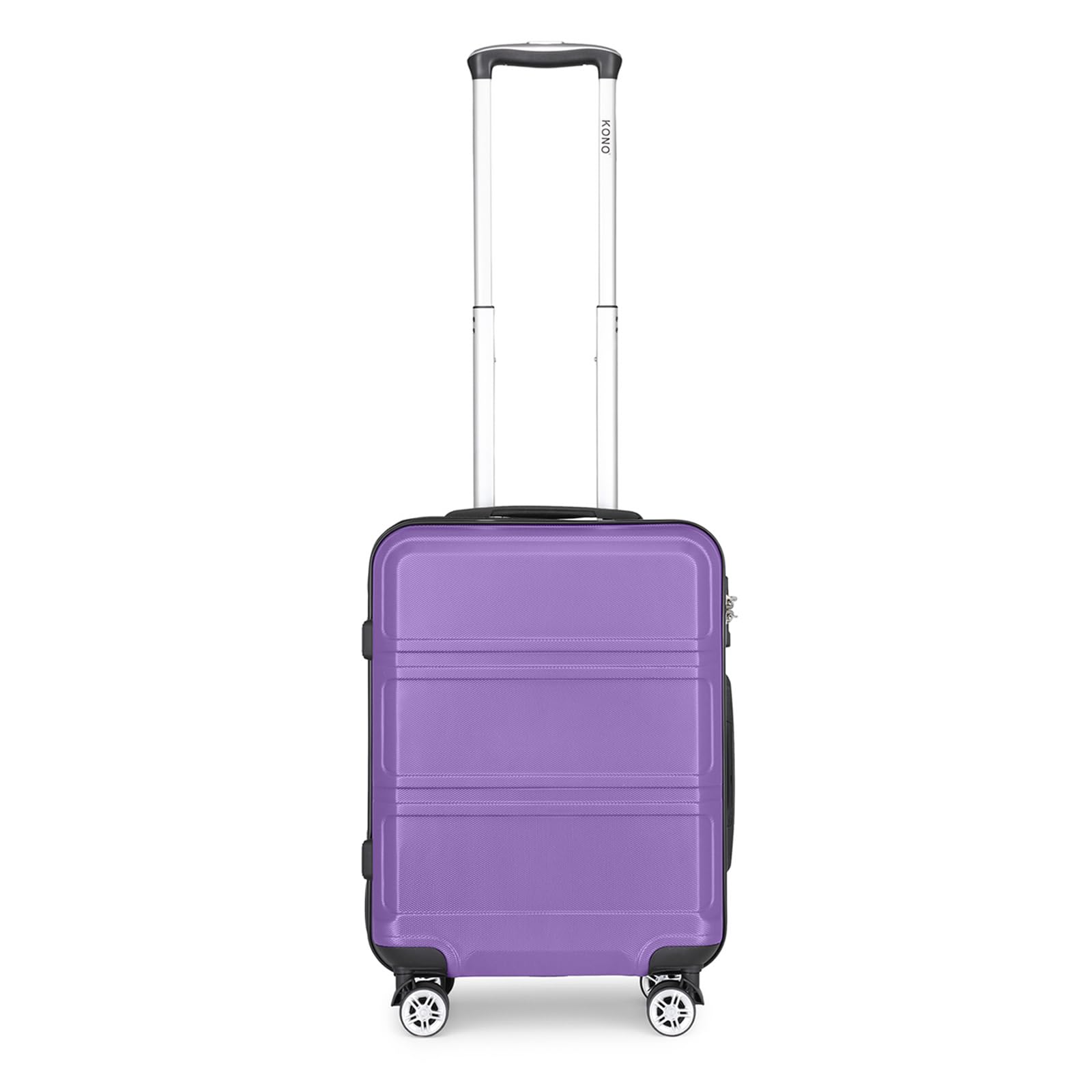 Kono 55cm Hard Shell Cabin Case 38L Carry On Hand Luggage 4 Wheeled Spinner Suitcase with TSA Lock (Purple)