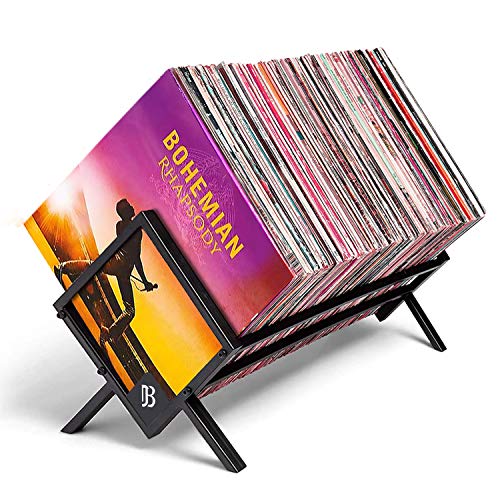 JB EDGE Vinyl Record Holder, Quality LP Rack display up to 100 Albums