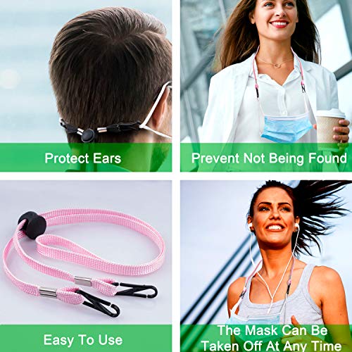 Lanyards for Kids and Adults 6 Pack - Adjustable Length Face Lanyard with Clips On Both Ends The Neck Rest Ear Saver for School Outdoor Sport (3 Color Mix X 2)