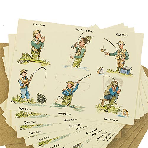 Bryn Parry Fishing Notecards with envelopes. Casting techniques