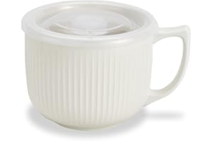 Ceramic Soup Bowl with Handle 32oz – Microwave Ramen Bowl with Lid, Soup Mugs & Cups for Cereal, Oatmeal, Ramen, Instant Nood