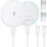 MagSafe Charger 2 Pack 15W Magnetic Wireless Charger Fast Charging Pad | With two 4.2FT USB-C cables and two USB-A to USB-C adapters, compatible with iPhone 17/16/15/14/13/12 and AirPods 4/3/2/Pro