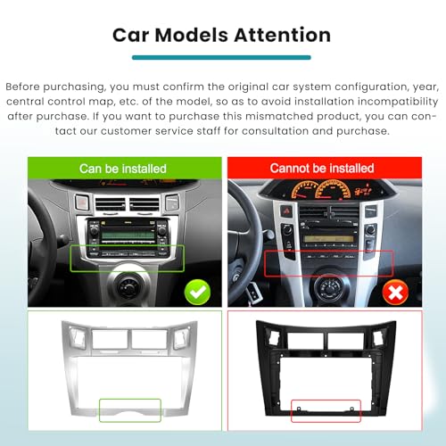 Hikity Car Radio for Toyota Yaris/Vizi 2005-2011, 2 + 64 GB, Android 15, with Wireless Carplay Android Car, 9 Inch Car Radio with GPS, WLAN, Bluetooth, Mirror Link, FM/RDS,MIC,Rear Camera