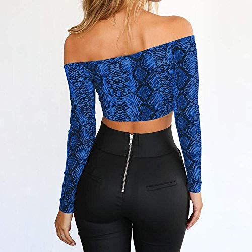 51cB8I3wEKL XGBDTJ Mujer De La Blusa De Manga Larga Estampado De Serpiente Camiseta del Hombro Reunidos Blusa Corta Bustier Top De… XGBDTJ Mujer De La Blusa De Manga Larga Estampado De Serpiente Camiseta del Hombro Reunidos Blusa Corta Bustier Top De… - Imagen 4