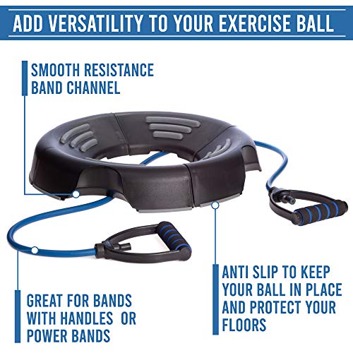 DYNAPRO Exercise Ball Base - Yoga Ball Chair Base with Resistance Band Channels and Anti Slip Grips for Workouts, Office Chairs, and Active Sitting.