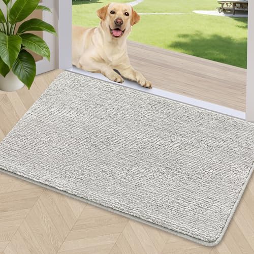 Refetone Doormat Indoor, 24"x 36" Dirt Trapper Non Slip Rubber Backing Super Absorbent Water, Machine Washable Entrance Rug Carpet Shoes Scraper for Doorstep, Hallway, Entry, Kitchen, Bedroom