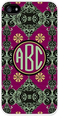 Personalized Monogram Arabian Knights Purple Turquoise Pattern iPhone 5/5s Case Cover *RUBBER*