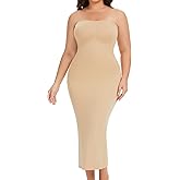 ciksob Strapless Shapewear Slip for Women Under Dresses Tummy Control Long Slips Dress Seamless Full Body Shaper Slimming