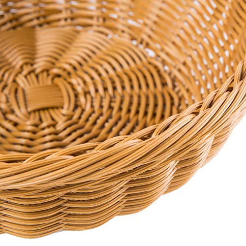 image for Iflower Woven Bread Basket Poly-Wicker Round Stackable Basket Tabletop